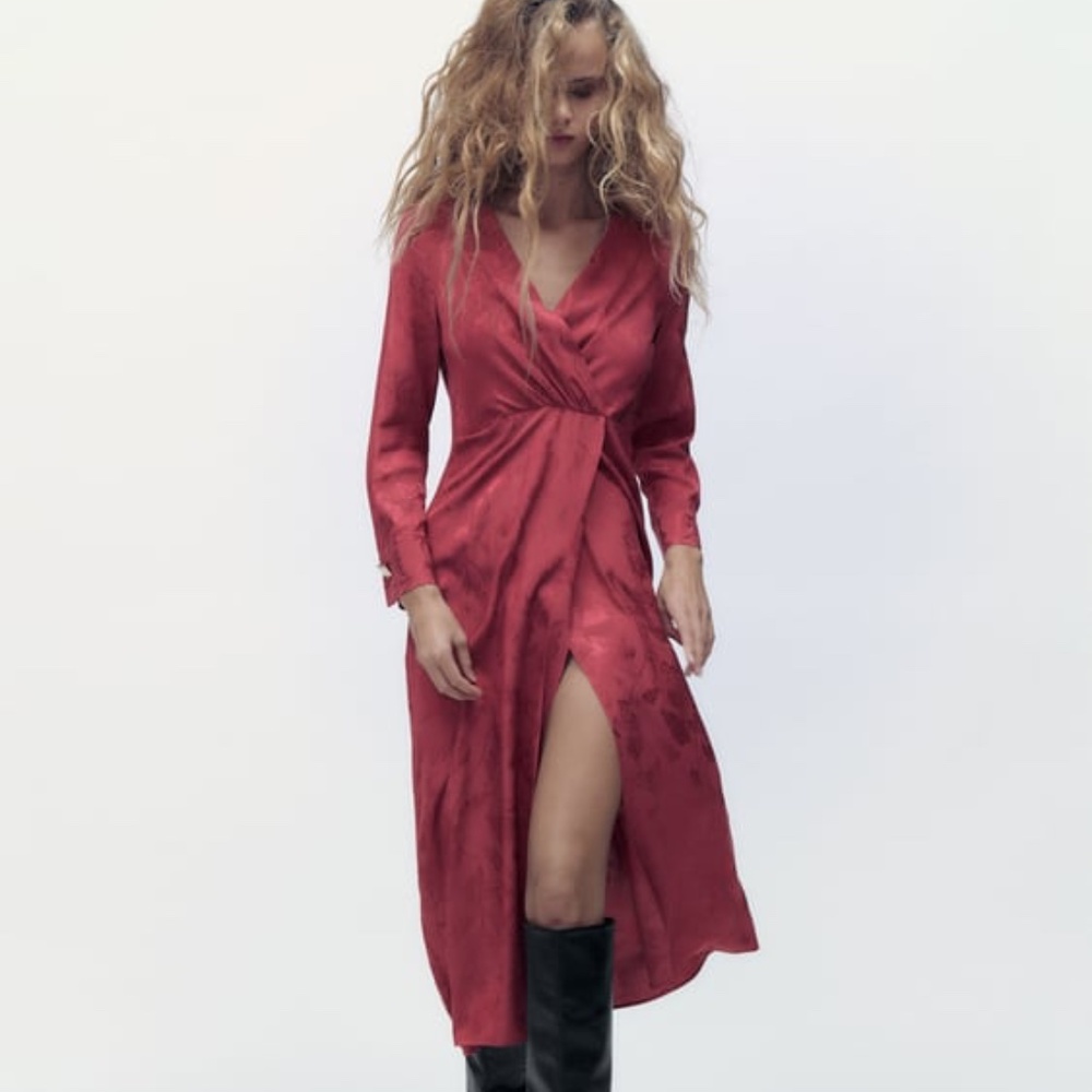 Zara Jacquard Midi Dress